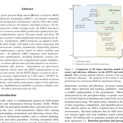 Towards Accurate and Efficient 3D Object Detection for Autonomous Driving: A Mixture of Experts Computing System on Edge